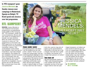 Jessica Mendels in de pers met RTL Kampeert